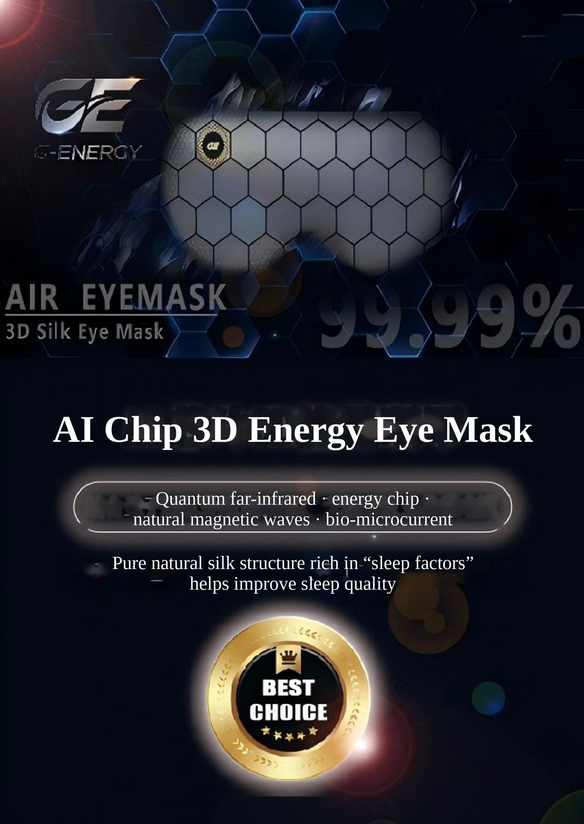 AI Quantum Far-infrared Silk Eye Mask – Contoured, Light-Blocking, Far-Infrared Fibre, No Charging