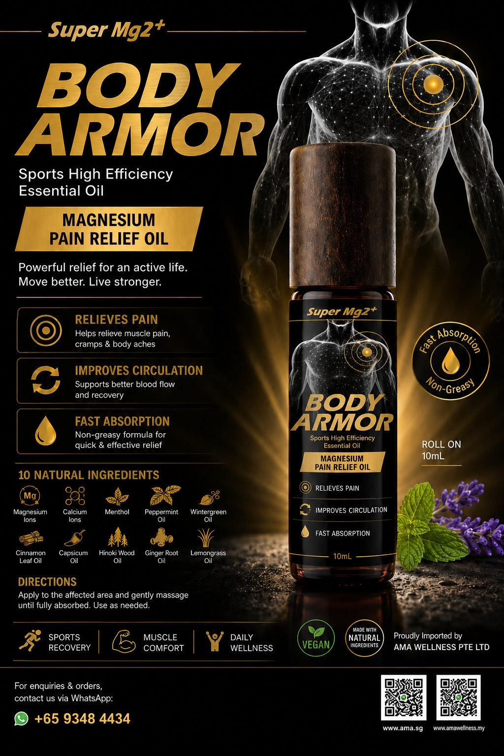 Body Armor High Performance Magnesium Essential Oil (New Mint)
